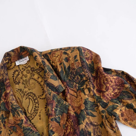 Vintage Gold Floral Brocade Single Button Blazer Small - Picture 9 of 12